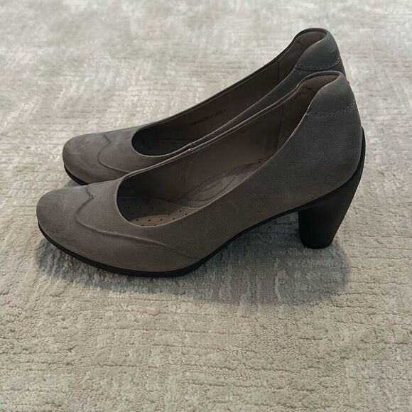 Ecco Grey Wingtip Leather Pumps Women’s Size 36 - Picture 5 of 11